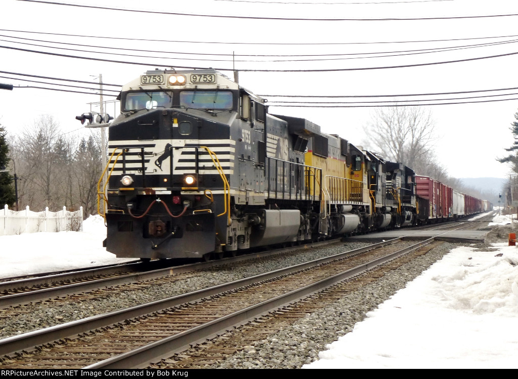 Eastbound manifest freight train at the PA Route 100 grade crossing